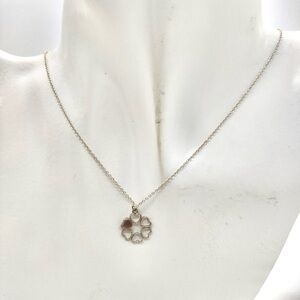 Authentic Tiffany & Co. Daisy Flower Hollowed Heart Sterling Silver Necklace